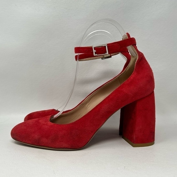 Lewit Emilia Ankle Strap Block Heel Pump, Red Suede, Women’s Size EU 37.5 - Picture 5 of 12